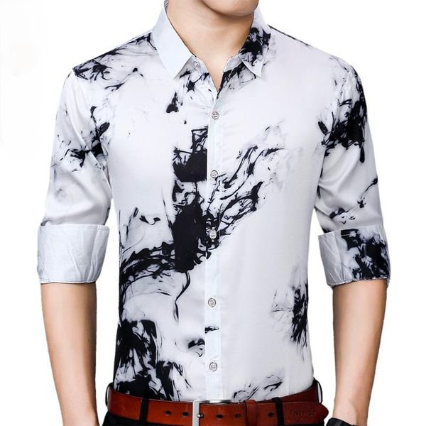 men's casual shirts 2021 brand long sleeve men social shirt streetwear splash ink dress mens slim regular fit clothes fashions 90308, White;black
men's casual shirts 2021 brand long sleeve men social shirt streetwear splash ink dress mens slim regular fit clothes fashions 90308, White;black