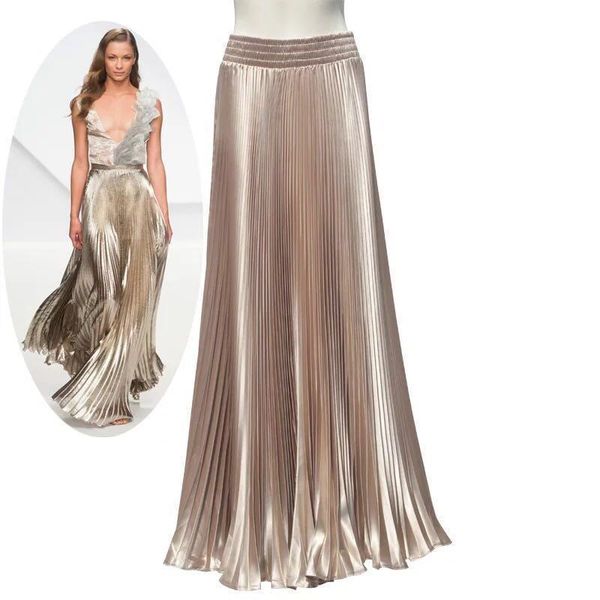 summer arrival designer elegant womens skirts elastic waist pleated beach a line maxi skirt gold sequined female, Black
summer arrival designer elegant womens skirts elastic waist pleated beach a line maxi skirt gold sequined female, Black