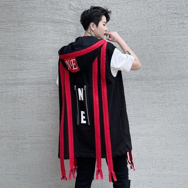 men's vests spring summer fashion men zipper decoration hooded vest outerwear male handsome trendy waistcoat brand hip-hop show jacket, Black;white
men's vests spring summer fashion men zipper decoration hooded vest outerwear male handsome trendy waistcoat brand hip-hop show jacket, Black;white