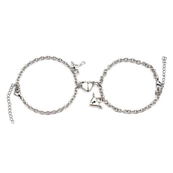 link, chain couple bracelet 2 pieces metal magnet heart shape angel key lock men women bangles wrist jewelry gifts gay boy/girlfriend, Black
link, chain couple bracelet 2 pieces metal magnet heart shape angel key lock men women bangles wrist jewelry gifts gay boy/girlfriend, Black