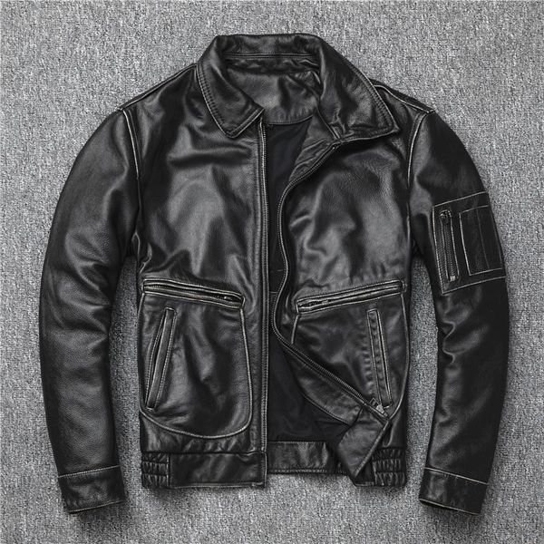 men's leather & faux gu.seemio vintage men jackets cowhide motorcycle genuine motor biker clothing distressed factory, Black
men's leather & faux gu.seemio vintage men jackets cowhide motorcycle genuine motor biker clothing distressed factory, Black