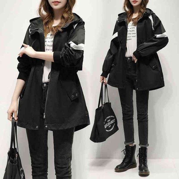 women streetwear casual trench coat spring autumn fashion korean oversize hooded long coats woman patchwork plus size jacket 210602, Tan;black
women streetwear casual trench coat spring autumn fashion korean oversize hooded long coats woman patchwork plus size jacket 210602, Tan;black