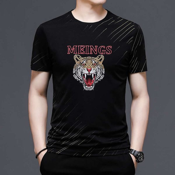 men's short sleeve t-shirt summer round neck personality tiger print young and middle aged half shirt, White;black
men's short sleeve t-shirt summer round neck personality tiger print young and middle aged half shirt, White;black