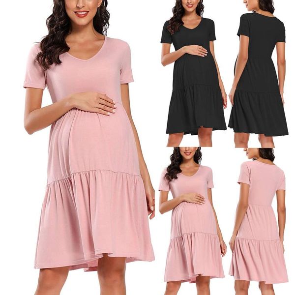 maternity dresses pregnant woman clothes solid short sleeve breast-feeding pregnancy nursing dress nightgown, White
maternity dresses pregnant woman clothes solid short sleeve breast-feeding pregnancy nursing dress nightgown, White