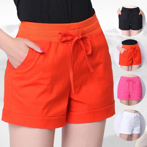 women's shorts cotton and hemp summer new elastic waist large size wear fat mm loose wide leg casual versatile pants, White;black
women's shorts cotton and hemp summer new elastic waist large size wear fat mm loose wide leg casual versatile pants, White;black