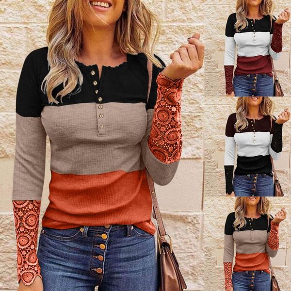 women's blouses & shirts lace splicing long sleeve t shirt woman button slim tee autumn spring patchwork t-shirt women streetw, White
women's blouses & shirts lace splicing long sleeve t shirt woman button slim tee autumn spring patchwork t-shirt women streetw, White