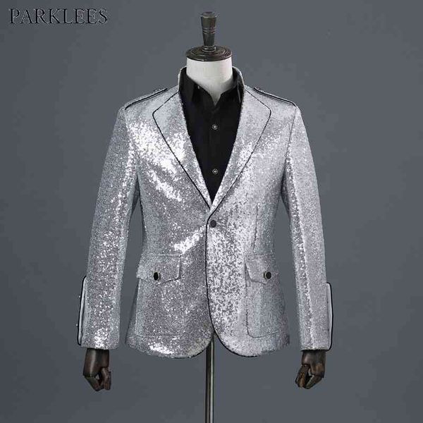 shiny sliver sequin lapel piping one button tuxedo suit blazer men wedding singer satge suit jacket dj club prom costume homme 210522, White;black
shiny sliver sequin lapel piping one button tuxedo suit blazer men wedding singer satge suit jacket dj club prom costume homme 210522, White;black