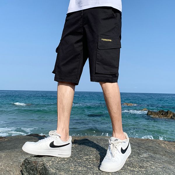 fashion shorts 2021 summer trend solid color overalls men's loose casual pants straight cotton sport, White;black
fashion shorts 2021 summer trend solid color overalls men's loose casual pants straight cotton sport, White;black