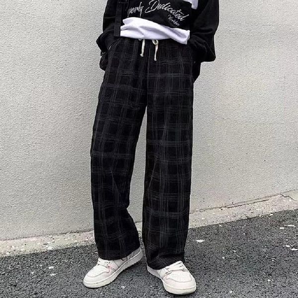 men's pants corduroy plaid autumn large size loose straight leg mopping casual, Black
men's pants corduroy plaid autumn large size loose straight leg mopping casual, Black