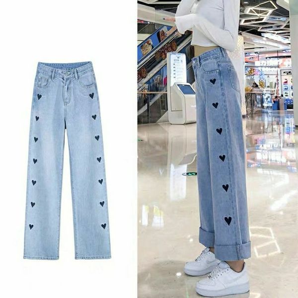 women's jeans female love highwaisted brim pants of women straight light-colored students drop all-match thin legged in biggorange fash, Blue
women's jeans female love highwaisted brim pants of women straight light-colored students drop all-match thin legged in biggorange fash, Blue