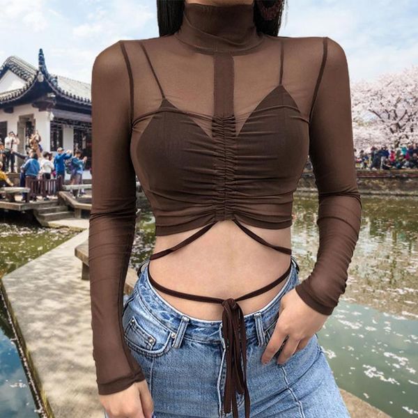 women's blouses & shirts woman blouse spring cute long sleeve half-high collar vintage brown shirt splicing perspective casual for wome, White
women's blouses & shirts woman blouse spring cute long sleeve half-high collar vintage brown shirt splicing perspective casual for wome, White