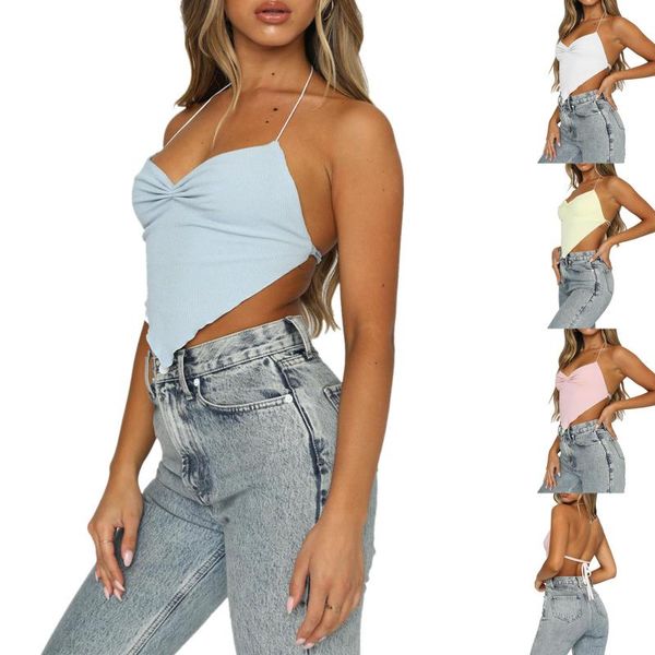 women fashion backless ruched stylish sleeveless solid color short crop cropped for ladies summer women's tanks & camis, White
women fashion backless ruched stylish sleeveless solid color short crop cropped for ladies summer women's tanks & camis, White