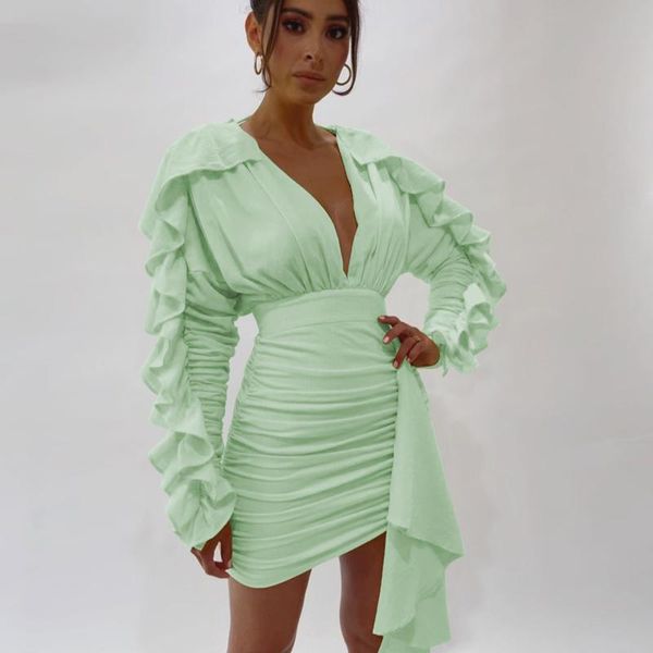 casual dresses echoine green ruffle puff sleeve v-neck slim skinny mini dress bodycon party club night birthday robe vestidos, Black;gray
casual dresses echoine green ruffle puff sleeve v-neck slim skinny mini dress bodycon party club night birthday robe vestidos, Black;gray