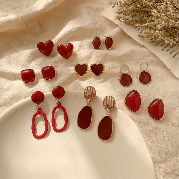 s925 silver needle korean version new fashion earrings red long temperament earrings women's simple elegant versatile, Golden
s925 silver needle korean version new fashion earrings red long temperament earrings women's simple elegant versatile, Golden