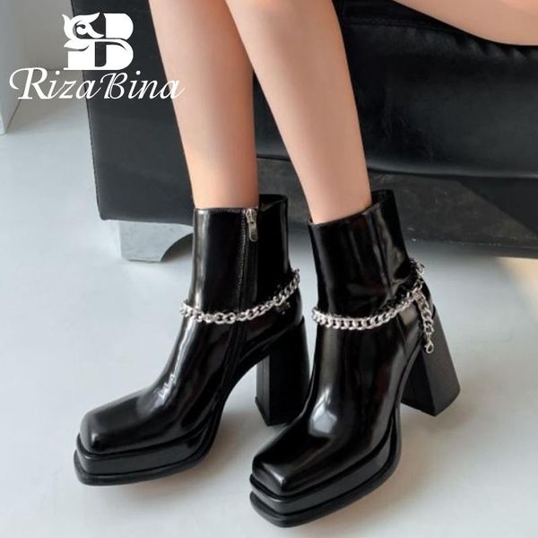 boots rizabina 2022 genuine leather ankle for women shoes chunky high heels metal chains punk style ladies footwear size 34-40, Black
boots rizabina 2022 genuine leather ankle for women shoes chunky high heels metal chains punk style ladies footwear size 34-40, Black