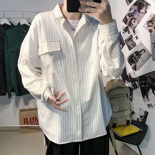 men's dress shirts ins national tide stripe plaid shirt brand and women's bf loose hip hop spring autumn couple jacket, White;black
men's dress shirts ins national tide stripe plaid shirt brand and women's bf loose hip hop spring autumn couple jacket, White;black