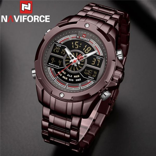 wristwatches naviforce business men watch quartz digital male clock military sport stainless steel led man wristwatch 9170, Slivery;brown
wristwatches naviforce business men watch quartz digital male clock military sport stainless steel led man wristwatch 9170, Slivery;brown