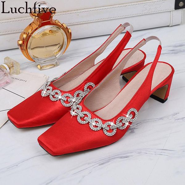 dress shoes crystal chains women sandals high heels woman square toe slingbacks silk red feminina, Black
dress shoes crystal chains women sandals high heels woman square toe slingbacks silk red feminina, Black