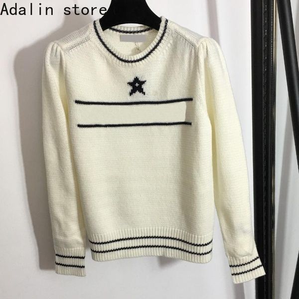women's sweaters 2021 autumn fashion embroidered flower letter jacquard crew neck pullover long sleeve knitted sweater, White;black
women's sweaters 2021 autumn fashion embroidered flower letter jacquard crew neck pullover long sleeve knitted sweater, White;black