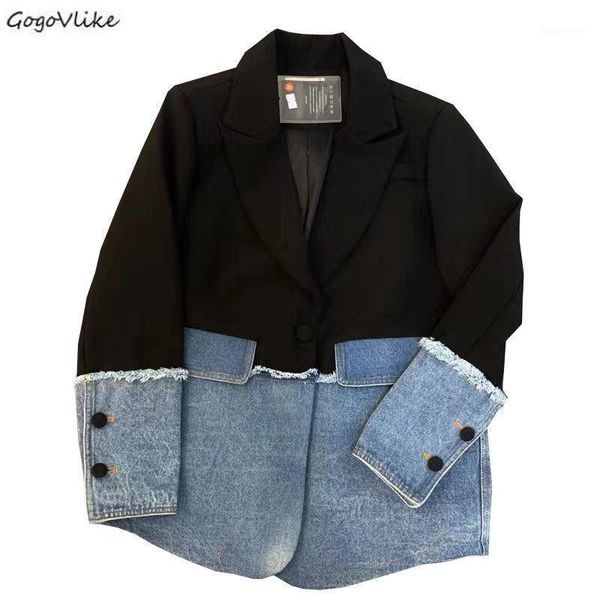 women's suits & blazers women denim patch jacket for blazer jeans suit coat long sleeve asymmetrical office lt493s30, White;black
women's suits & blazers women denim patch jacket for blazer jeans suit coat long sleeve asymmetrical office lt493s30, White;black