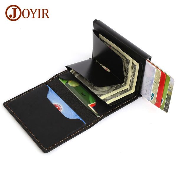 card holders joyir genuine leather holder rfid men id wallet metal aluminum business bank case, Brown;gray
card holders joyir genuine leather holder rfid men id wallet metal aluminum business bank case, Brown;gray
