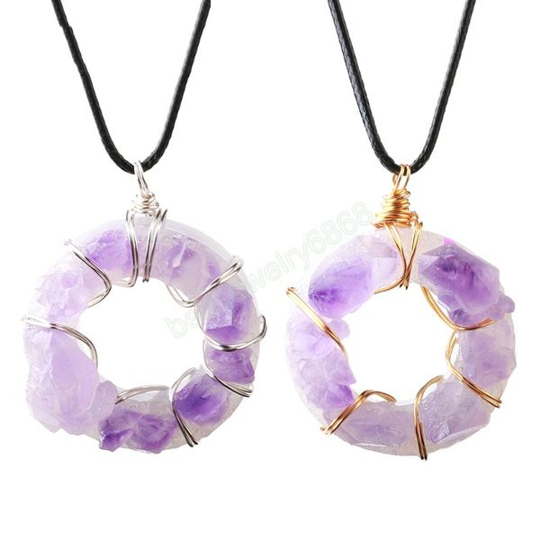 natural stone necklace silver gold color rope wrap amethysts donut handmade 35mm crystal pendant gift for women
natural stone necklace silver gold color rope wrap amethysts donut handmade 35mm crystal pendant gift for women