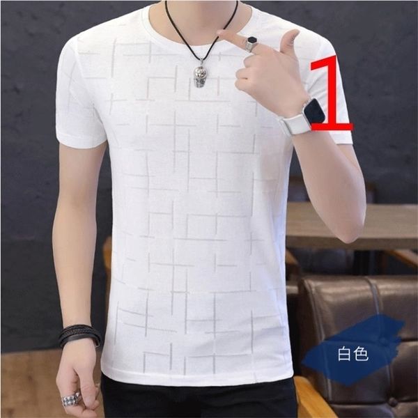 new short-sleeved t-shirt korean men's cotton trend round neck slim half-sleeved shirt handsome gas shirt men's thin 210410, White;black
new short-sleeved t-shirt korean men's cotton trend round neck slim half-sleeved shirt handsome gas shirt men's thin 210410, White;black