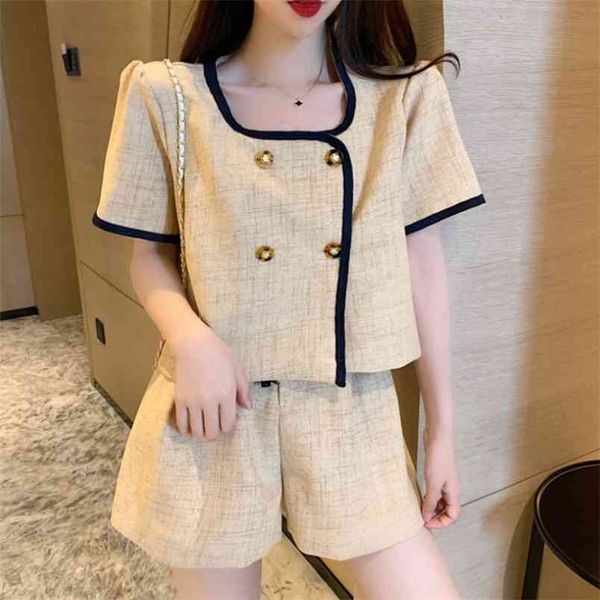 summer 2 piece set vintage women elegant plaid double breasted puff sleeve crop + casual wide leg shorts fashion suit 210519, White
summer 2 piece set vintage women elegant plaid double breasted puff sleeve crop + casual wide leg shorts fashion suit 210519, White