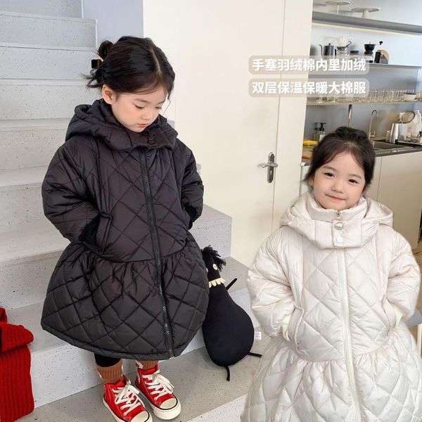 down coat children checkered long cotton jacket 2021 winter thick warm hooded korean, Blue;gray
down coat children checkered long cotton jacket 2021 winter thick warm hooded korean, Blue;gray