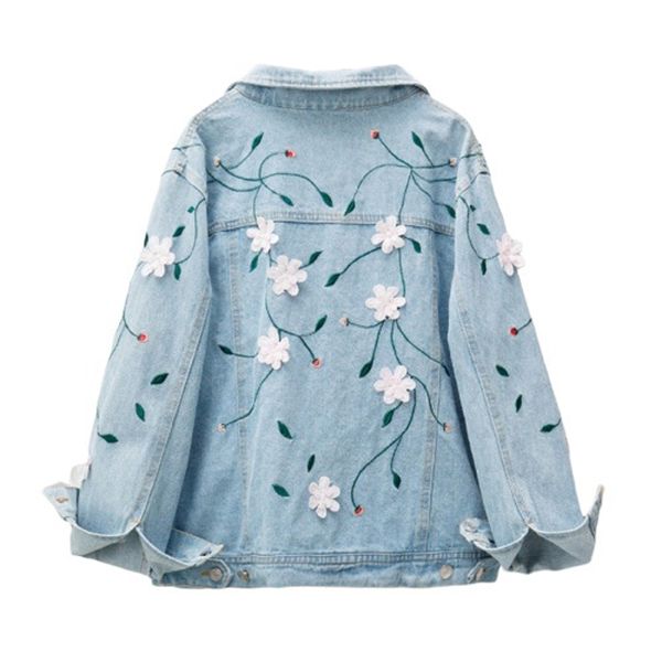 women embroidery appliques denim jacket loose oversize floral c0142 210514, Black;brown
women embroidery appliques denim jacket loose oversize floral c0142 210514, Black;brown