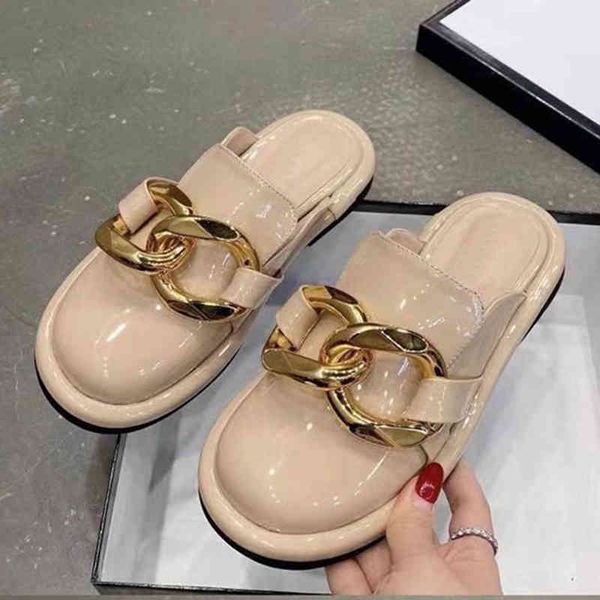 70% off wholesale sandals flip-flops spring mullers women's slippers luxury patent leather metal chain decor sliders new round toe flat, Black
70% off wholesale sandals flip-flops spring mullers women's slippers luxury patent leather metal chain decor sliders new round toe flat, Black