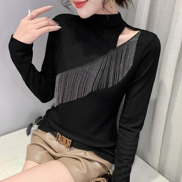 women's sweaters winter european style knitted sweater mock neck hollow out tassels women long sleeve bottoming shirt, White;black
women's sweaters winter european style knitted sweater mock neck hollow out tassels women long sleeve bottoming shirt, White;black