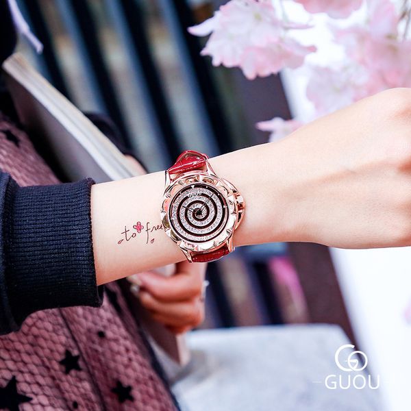 guou ancient european spiral quartz 3d large dial women's fashion personalized leather strap simple watch women, Slivery;brown
guou ancient european spiral quartz 3d large dial women's fashion personalized leather strap simple watch women, Slivery;brown