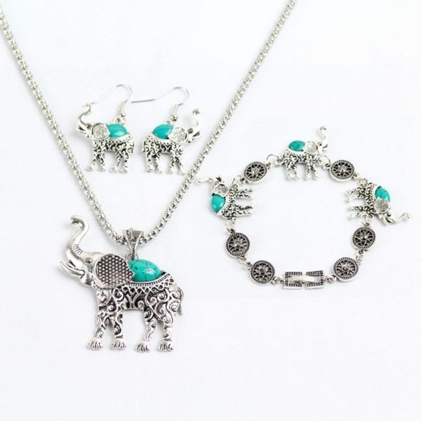 earrings & necklace 3 pieces/set women bohemia natural stone gem-stone vintage carved animal elephant earring bracelet jewelry set, Silver
earrings & necklace 3 pieces/set women bohemia natural stone gem-stone vintage carved animal elephant earring bracelet jewelry set, Silver