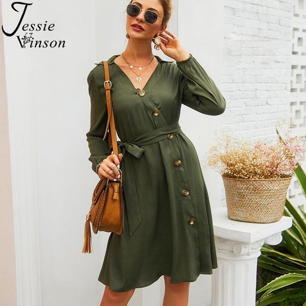 casual dresses jessie vinson army green long sleeve v-neck belted knee-length dress women autumn lantern a-line button, Black;gray
casual dresses jessie vinson army green long sleeve v-neck belted knee-length dress women autumn lantern a-line button, Black;gray