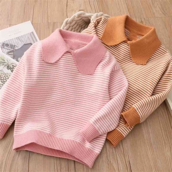 spring autumn 2 3 4 6 8 10 years knitted striped pullover all match turn-down collar sweaters for baby kids girls 210701, Blue
spring autumn 2 3 4 6 8 10 years knitted striped pullover all match turn-down collar sweaters for baby kids girls 210701, Blue