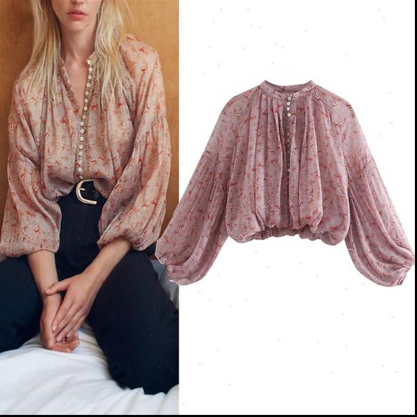 za women blouses printed cropped woman blouse summer o neck puff sleeves pink chiffon elastic hem casual laddies, White
za women blouses printed cropped woman blouse summer o neck puff sleeves pink chiffon elastic hem casual laddies, White