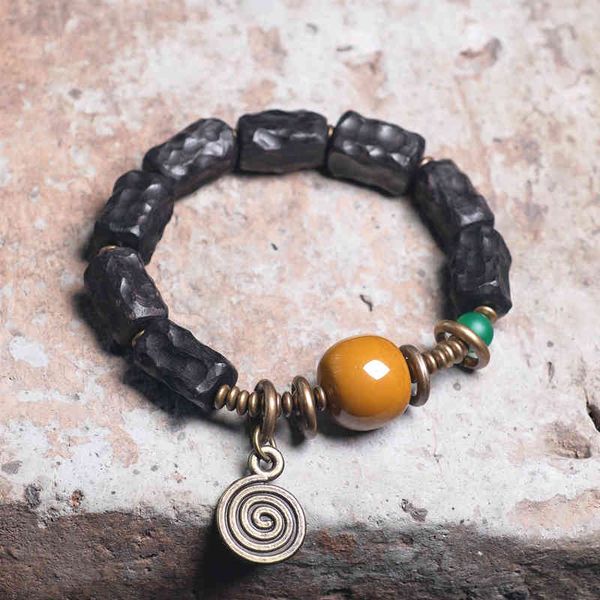 handmade texture black sandalwood bracelet men's fashion neutral literary accessories, Golden;silver
handmade texture black sandalwood bracelet men's fashion neutral literary accessories, Golden;silver