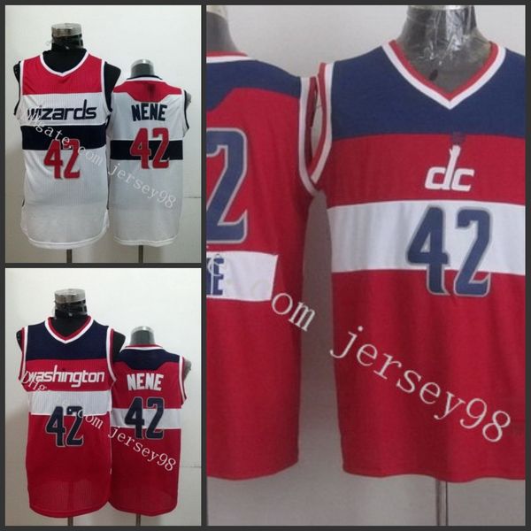 washington wizards men white 42 nene hilario retro basketball jersey, Black