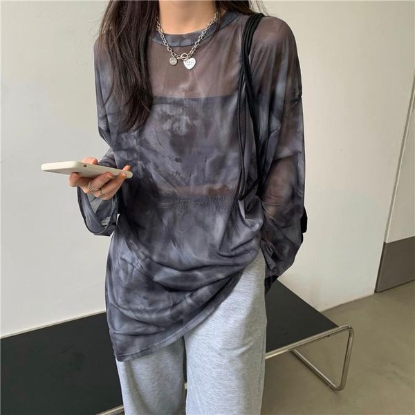 women's t-shirt women tie dye long sleeve ladies spring loose high street stylish thin leisure minimalist harajuku ins comfortable chic, White
women's t-shirt women tie dye long sleeve ladies spring loose high street stylish thin leisure minimalist harajuku ins comfortable chic, White