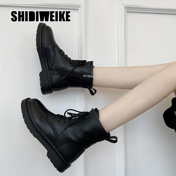 boots fashion 2021 winter women leather flat shoes ladies female ankle woman side zipper va145, Black
boots fashion 2021 winter women leather flat shoes ladies female ankle woman side zipper va145, Black