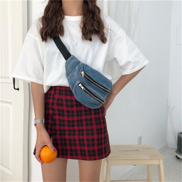 women chest bag pure color fanny packs retro denim waist for girl pillow shape zipper pack bags
women chest bag pure color fanny packs retro denim waist for girl pillow shape zipper pack bags