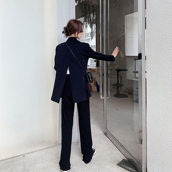 women's suits & blazers 2021 autumn womens korean style loose casual pure black design sense suit jacket high-end rear split blazer, White;black
women's suits & blazers 2021 autumn womens korean style loose casual pure black design sense suit jacket high-end rear split blazer, White;black