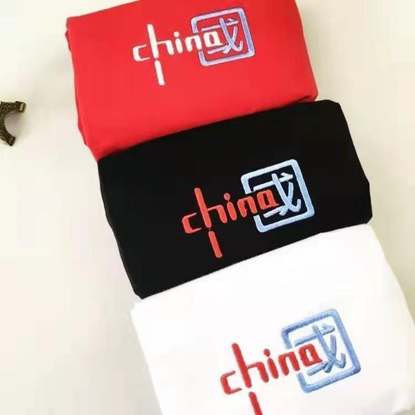 men's t-shirts guochao text heavy industry embroidery cotton short-sleeved men and women with the same chinese style t-shirt summer, White;black
men's t-shirts guochao text heavy industry embroidery cotton short-sleeved men and women with the same chinese style t-shirt summer, White;black