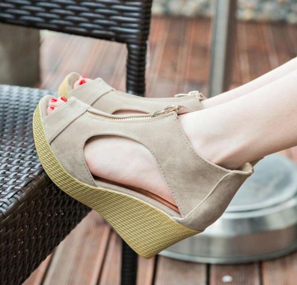 spring and summer slope with fish mouth sandals increased high-heeled platform shoes large size women's, Black
spring and summer slope with fish mouth sandals increased high-heeled platform shoes large size women's, Black