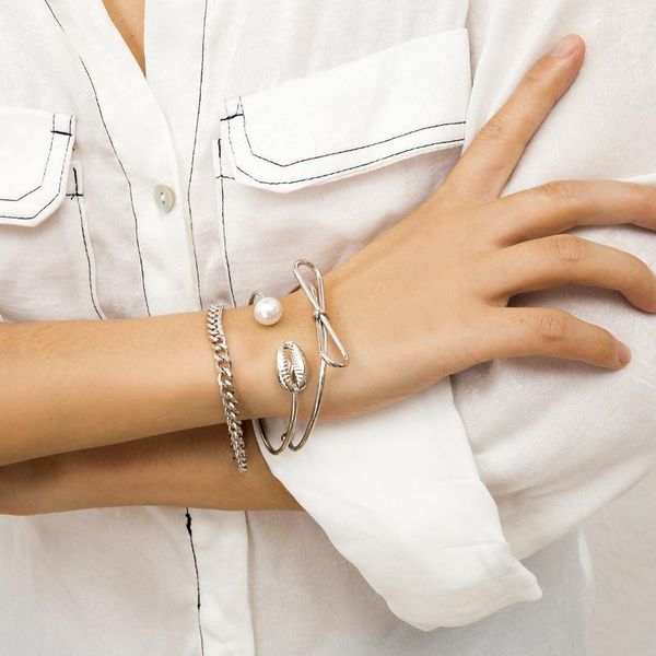 link, chain fashion trendy gold color opening cowrie shell charm bangle bracelets for women 3pc/set bow imitation pearl beads jewelry, Black
link, chain fashion trendy gold color opening cowrie shell charm bangle bracelets for women 3pc/set bow imitation pearl beads jewelry, Black