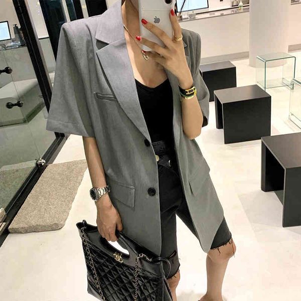 women's suits & blazers korean female vintage gray blazer, short sleeve jacket with an inlaid collar, loose, solid 6cni, White;black
women's suits & blazers korean female vintage gray blazer, short sleeve jacket with an inlaid collar, loose, solid 6cni, White;black