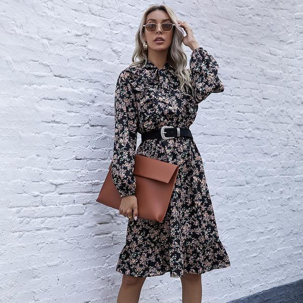 fall woman dress floral pattern long sleeve knee length vestido de mujer office wear elegant femme robe 71125 casual dresses, Black;gray
fall woman dress floral pattern long sleeve knee length vestido de mujer office wear elegant femme robe 71125 casual dresses, Black;gray