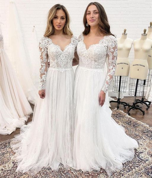 other wedding dresses elegant long sleeve v-neck dress 2021 with corset low back floor length white tulle organza lace appliques bridal gown
other wedding dresses elegant long sleeve v-neck dress 2021 with corset low back floor length white tulle organza lace appliques bridal gown