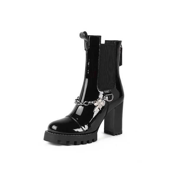 winter short boots women designer round toe block hight heel soft natural genuine leather patent party wedding fashion luxury platform lady, Black
winter short boots women designer round toe block hight heel soft natural genuine leather patent party wedding fashion luxury platform lady, Black